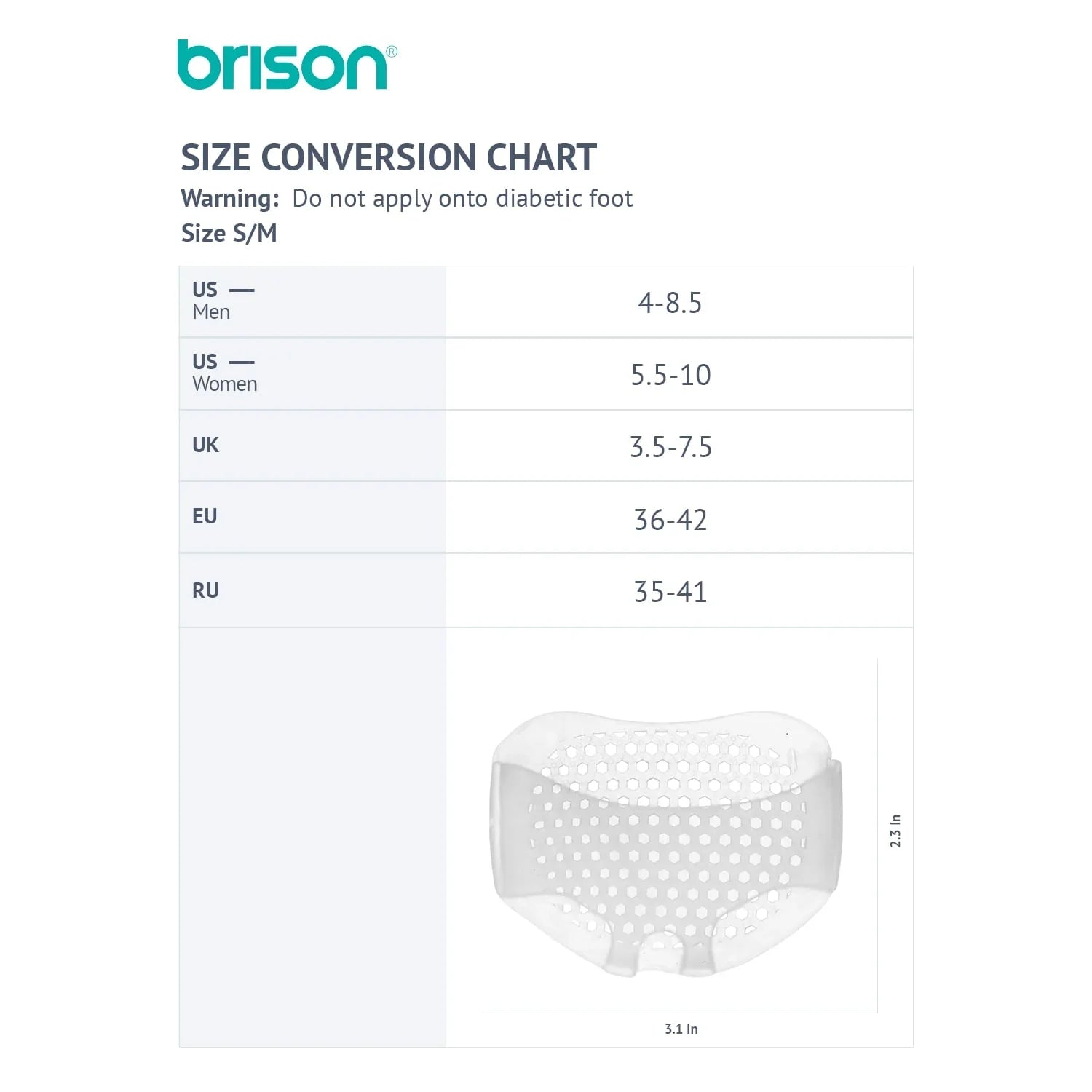 Brison Health Gel Metatarsal Pads - the perfect solution to your forefoot pain! Our medical-grade elastic material is perforated for breathability and sweat reduction, while the compact design allows for wear with open-toe shoes.
