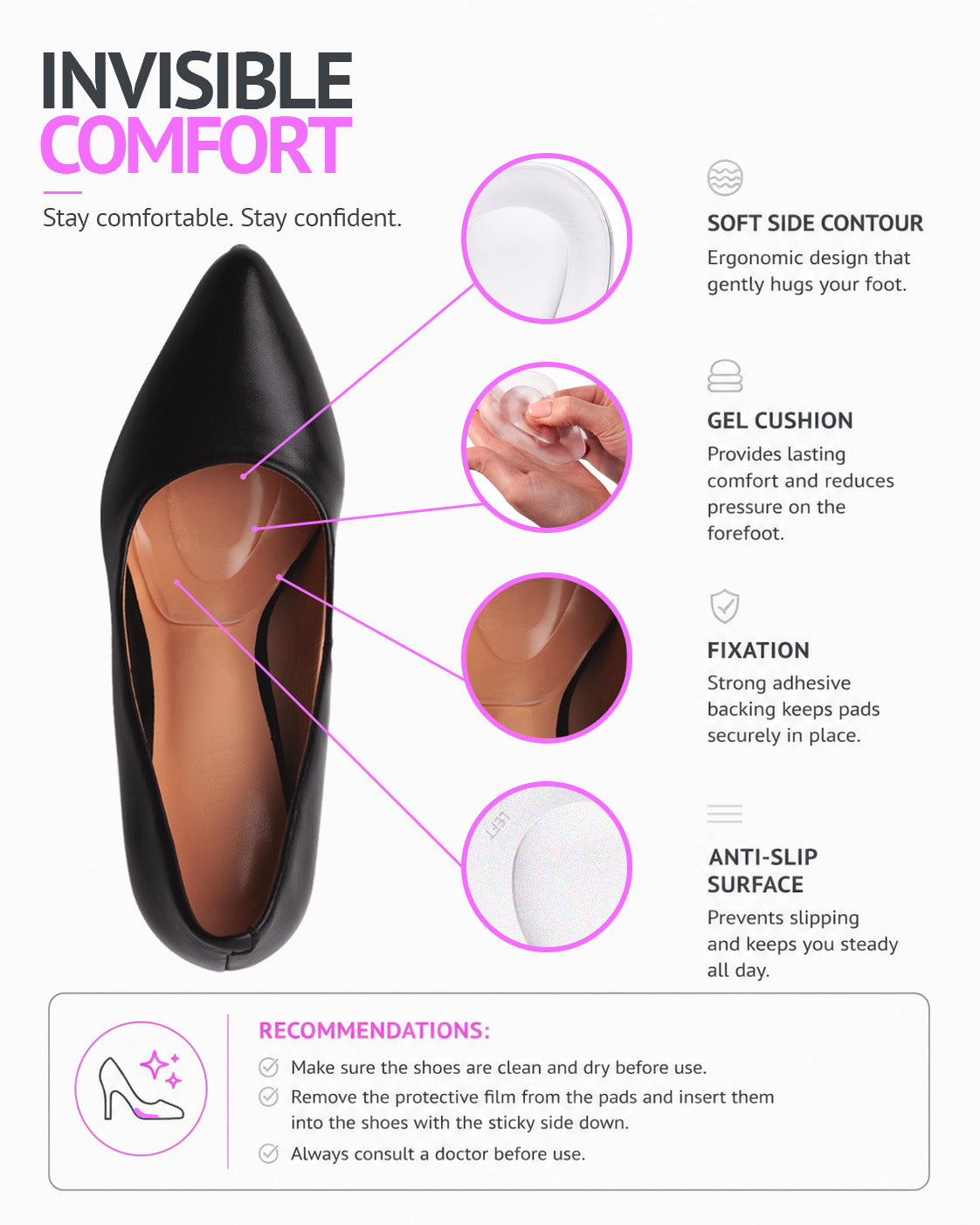 Ball of Foot Cushions For High Heels, Foot Pads