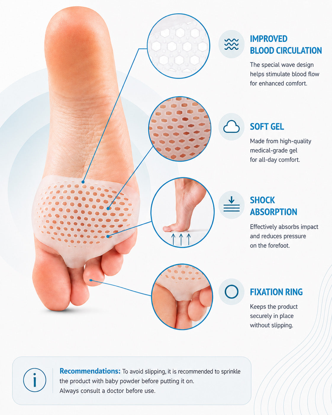 Foot Pads, Metatarsal Pads, Metatarsal Foot Pads for Shoes