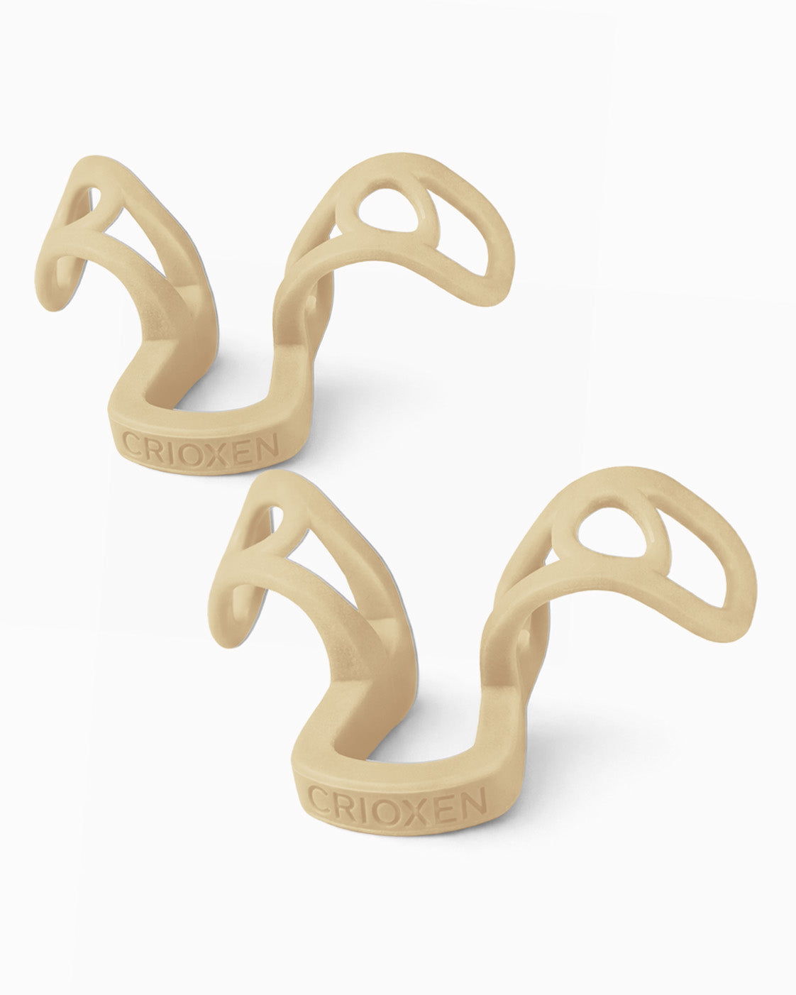 CRIOXEN Nasal Dilator for Easier Nasal Breathing and Better Sleep. Reusable Anti-Snoring Device. Helps Improve Airflow, Open Nasal Passages, Reduce Snoring and Support Sports Performance. Beige Color Device without a Package on Wight Background. 2 Pack Nasal Dilators.